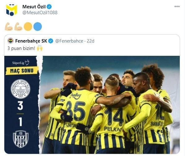Mesut Özil'den Ankaragücü galibiyeti sonrası paylaşım