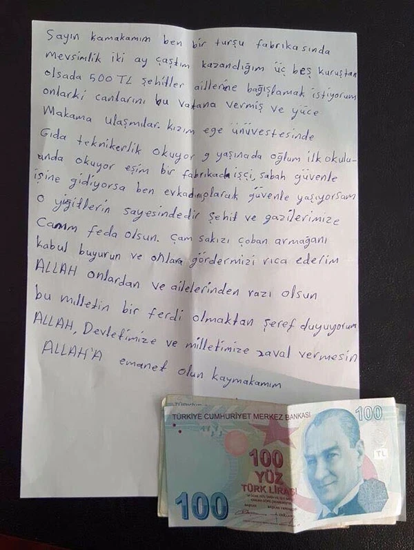 Annenin kaymakama gönderdiği para ve mektup duygulandırdı