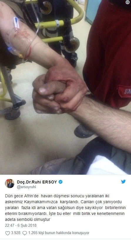 Son dakika: Afrin'de yaralanan iki askerimizin fotoğrafı sosyal medyaya damga vurdu