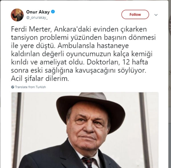 Ünlü oyuncu Ferdi Merter’den kötü haber!