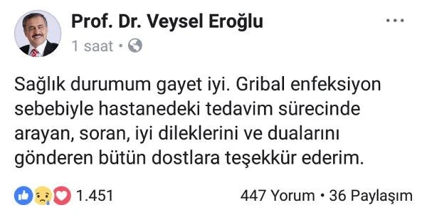 Hastaneye kaldırılan Bakan Eroğlu'ndan mesaj var!