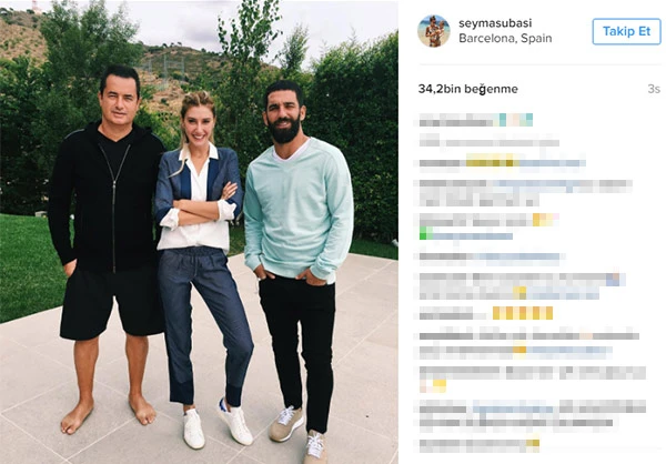 Acun Ilıcalı ve Şeyma Subaşı, Arda Turan'ı İspanya'da ziyaret etti