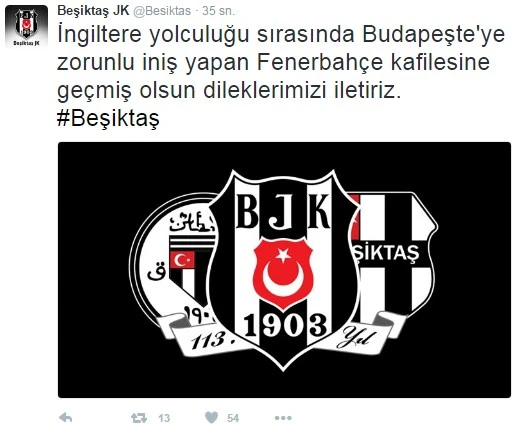 Galatasaray ve Beşiktaş'tan Fenerbahçe'ye geçmiş olsun mesajı