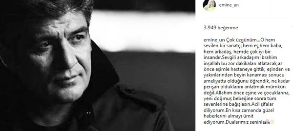 Emine Ün'den duygulandıran İbrahim Erkal paylaşımı