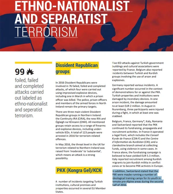 Alp eteklerindeki PKK eğitim kampı EUROPOL raporunda