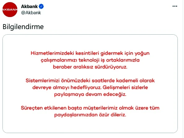 Akbank saat verdi: İşlemler kademeli olarak başlayacak
