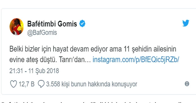 Gomis'ten şehitler için başsağlığı mesajı