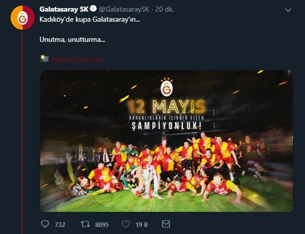 Galatasaray'dan Fenerbahçe'ye '12 Mayıs' göndermesi