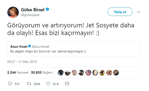 Gülse Birsel Acun Ilıcalı'ya meydan okudu