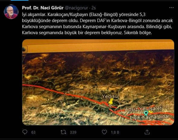 Naci Görür'den Bingöl depremi açıklaması