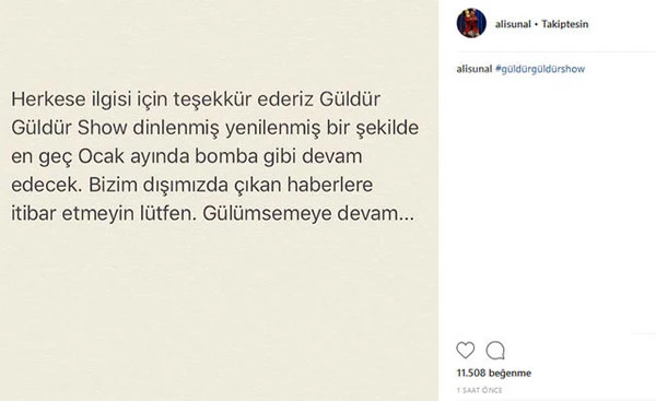Ali Sunal'dan Güldür Güldür açıklaması