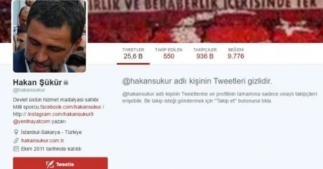 Hakan Şükür Twitter Hesabını Gizledi