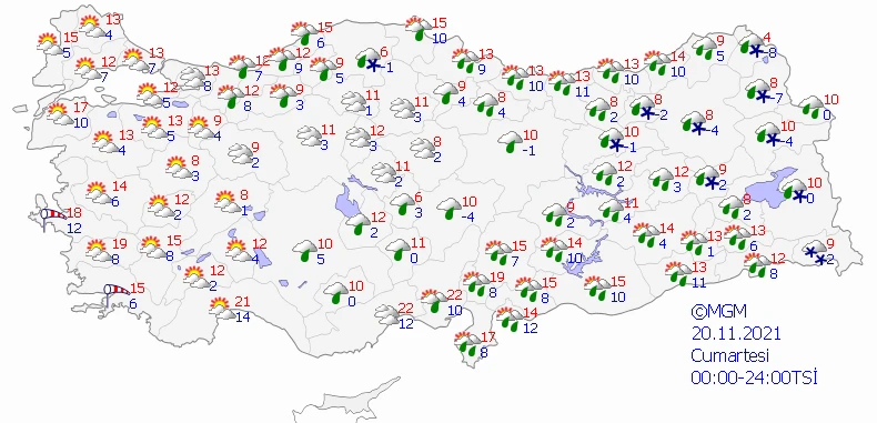 Meteoroloji'den kar yağışı uyarısı (20 Kasım hava durumu)