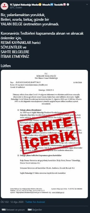 Sahte koronavirüs belgesine soruşturma açıldı