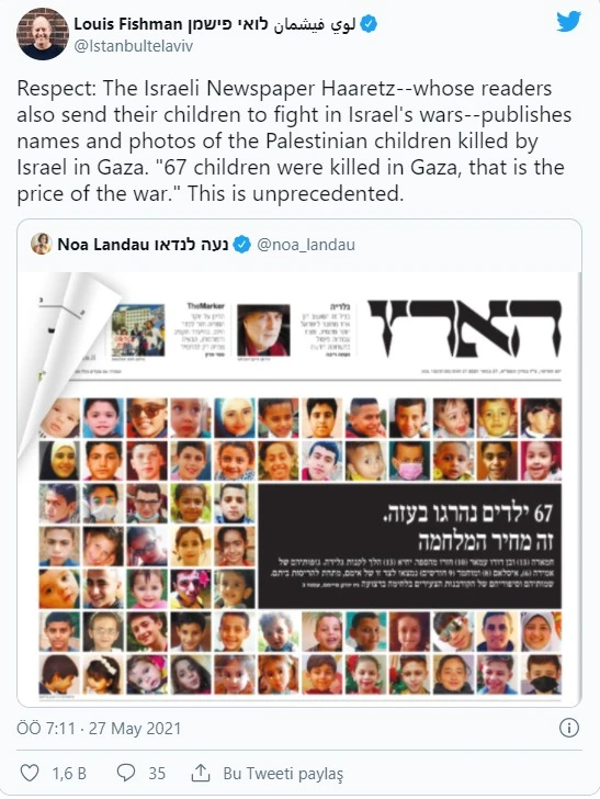 İsrail gazetesi Haaretz’den itiraf manşeti: 67 çocuğu öldürdük