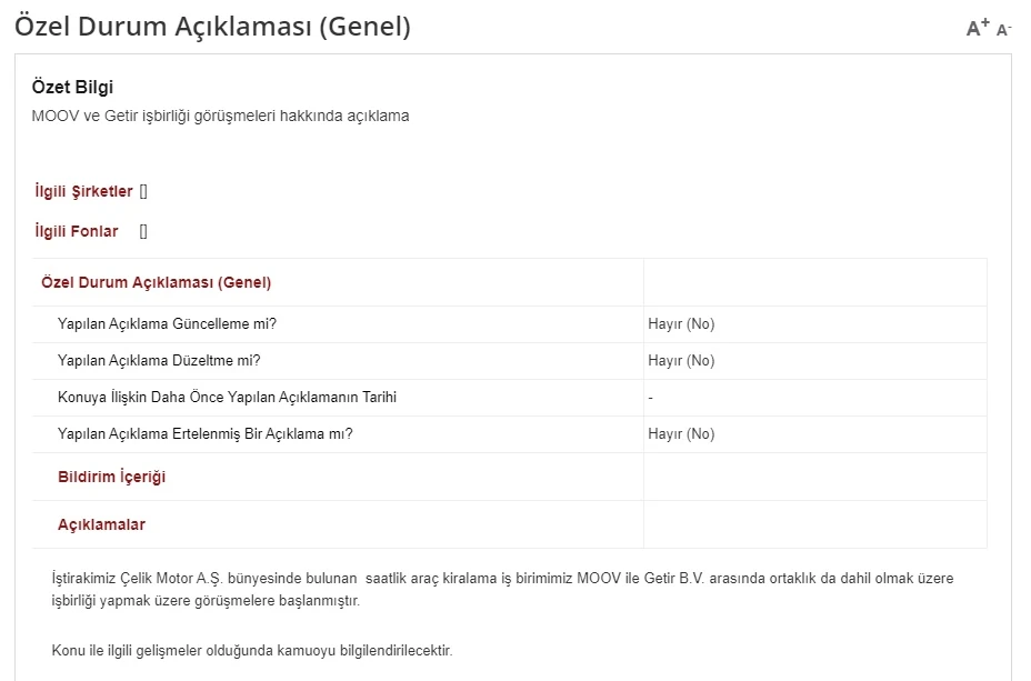 Getir ve Moov ortaklık masasına oturdu