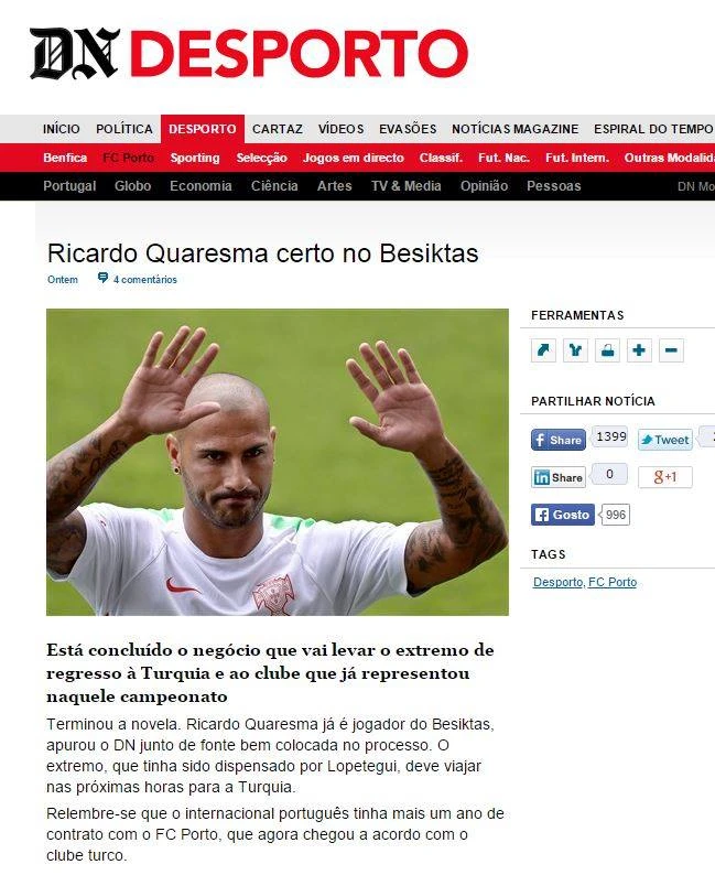 Ricardo Quaresma Beşiktaş'ta iddiası