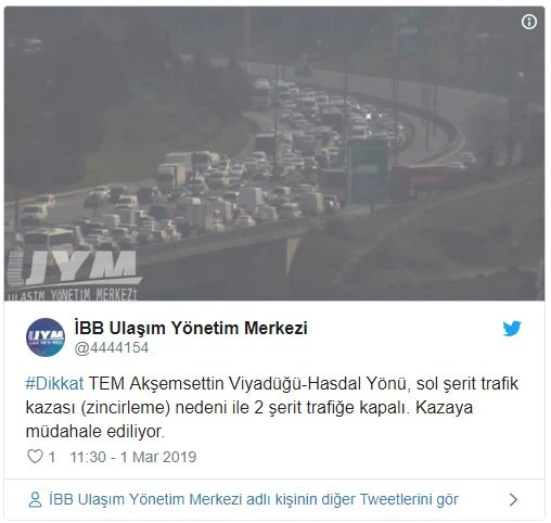 İstanbul'da kaza: TEM Ankara yönü trafiğe kapandı