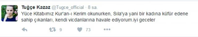 Tuğçe Kazaz’dan Sıla tweet’i