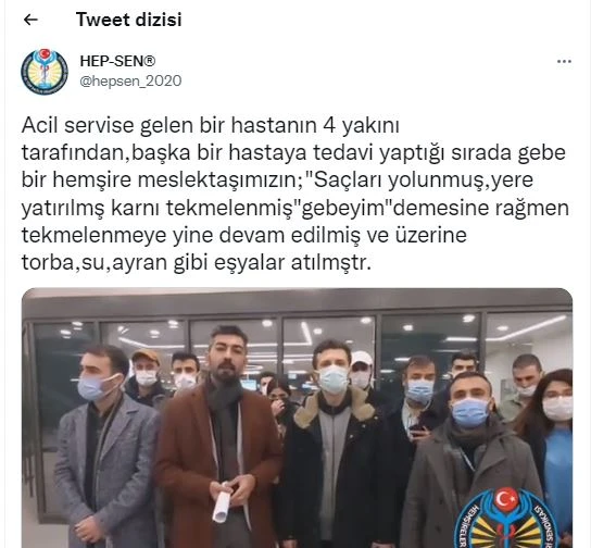 Hasta yakınları hamile hemşireyi yerde sürükleyip tekmeledi
