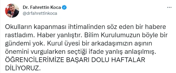 Son dakika! Bakan Koca 'okullar kapanacak mı?' sorusunu cevapladı