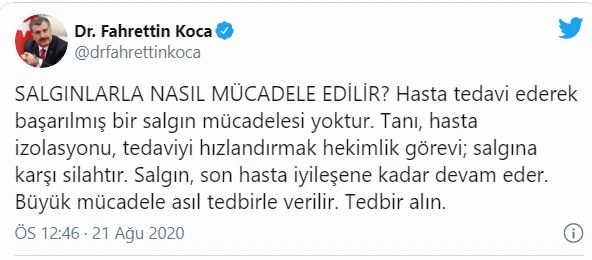 Bakan Koca: Salgın, son hasta iyileşene kadar devam eder