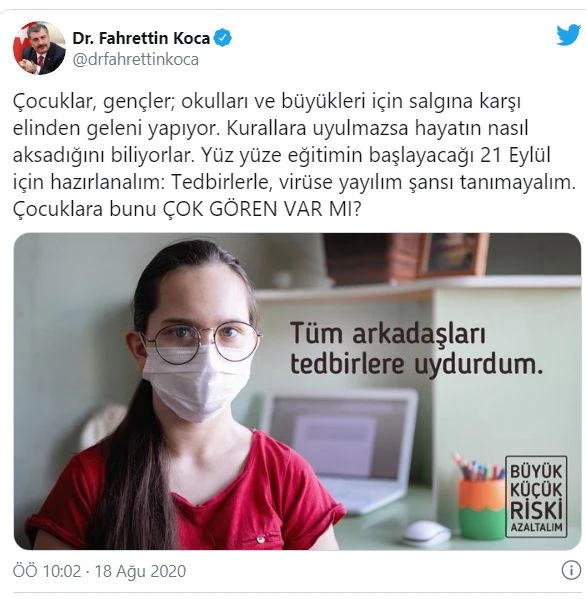 Bakan Koca'da 21 Eylül uyarısı: Tedbirlerle, virüse yayılım şansı tanımayalım
