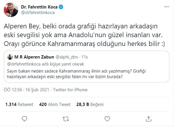 Bakan Koca'dan "orada sevgilisi mi var" diyen kişiye cevap