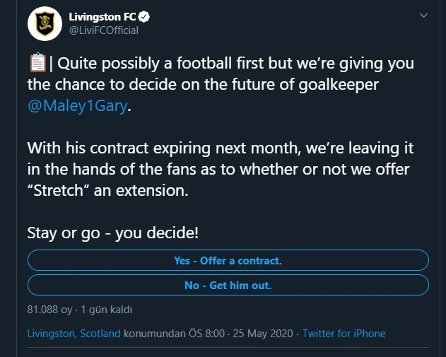 Tecrübeli kalecinin kaderi, twitter'a bağlı!