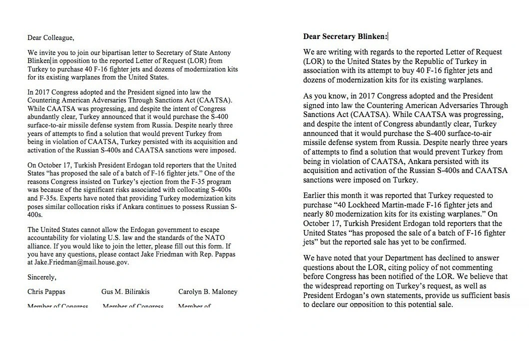 ABD'li vekillerden mektup: Türkiye'ye F-16'ları vermeyin