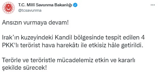 Son dakika... Ansızın vurmaya devam! 4 PKK'lı öldürüldü