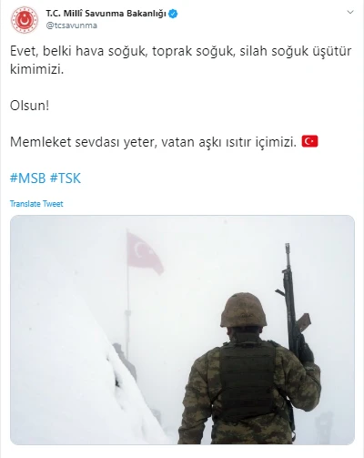 Milli savunma bakanlığı'ndan vatan aşkı vurgusu: 'Memleket sevdası yeter'
