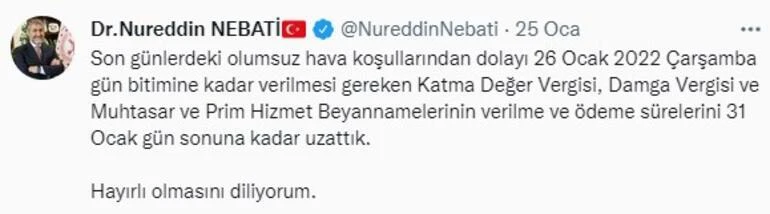 Bakan Nebati’den ‘vergi’ açıklaması! 31 Ocak’a kadar uzatıldı