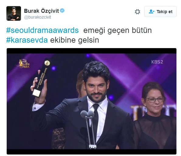 Burak Özçivit, Seoul'dan ödül ile döndü