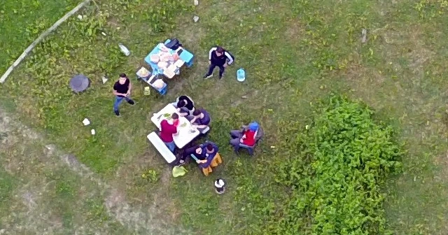 Kısıtlamayı ihlal eden piknikçileri drone yakaladı