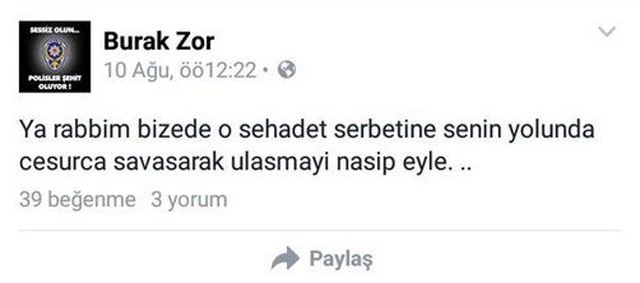 Iğdır'da şehit olan polisin son paylaşımı