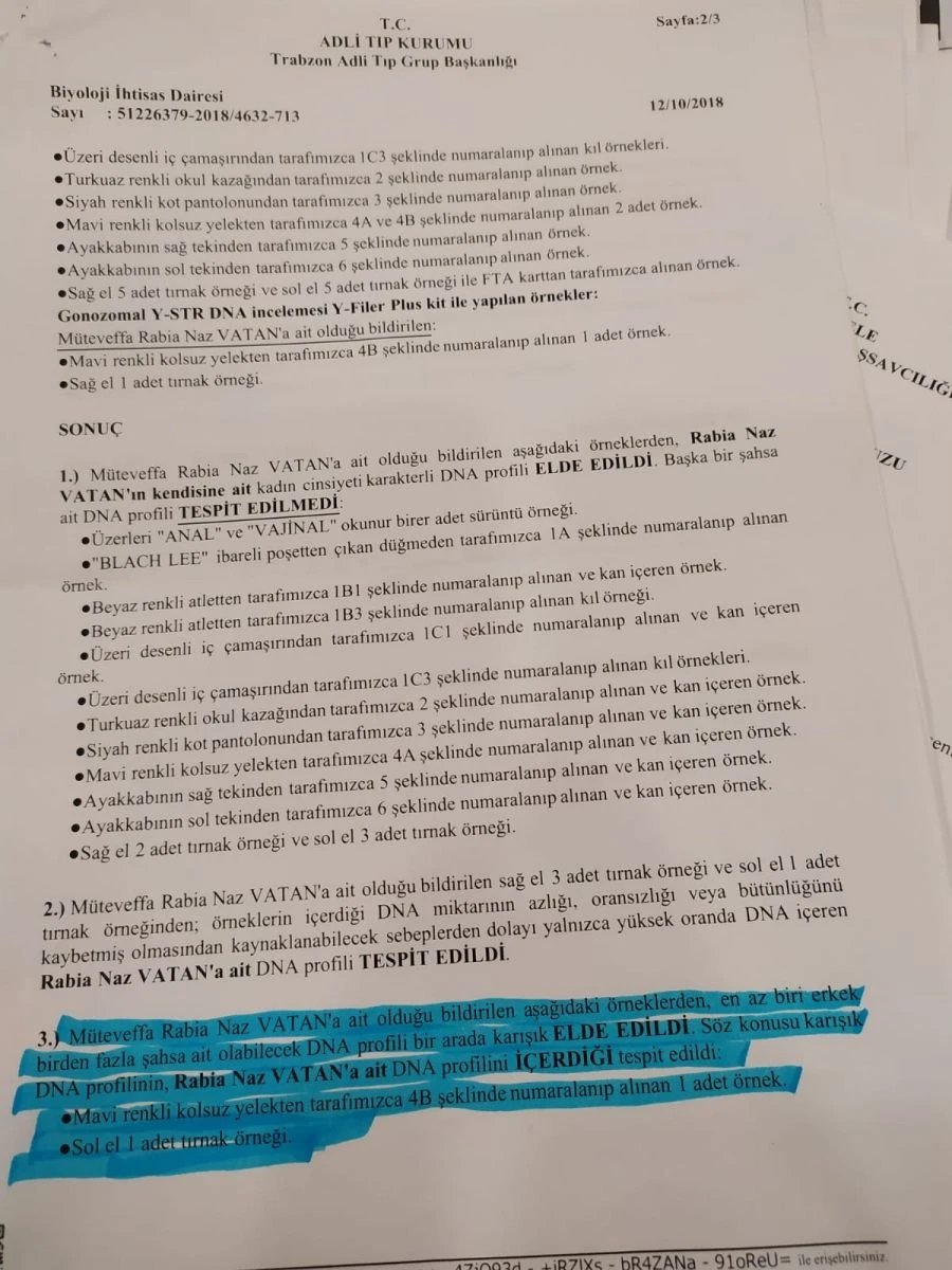 Rabia Naz Vatan’ın ölümünde dikkat çeken şüphe: Tırnaklarından erkek DNA'sı çıktı