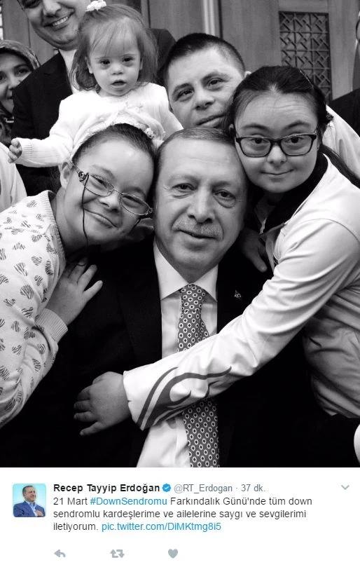 Cumhurbaşkanı Erdoğan Down sendromlu çocukları unutmadı