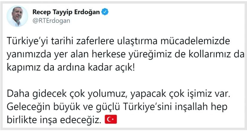 Cumhurbaşkanı Erdoğan'a destek tweetleri 2 milyonu aştı