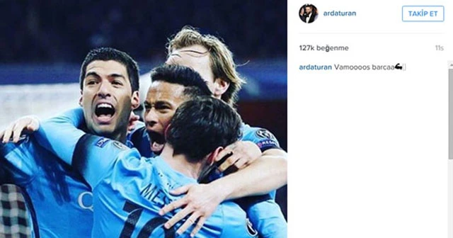 Arda Turan, arkadaşlarını tebrik etti