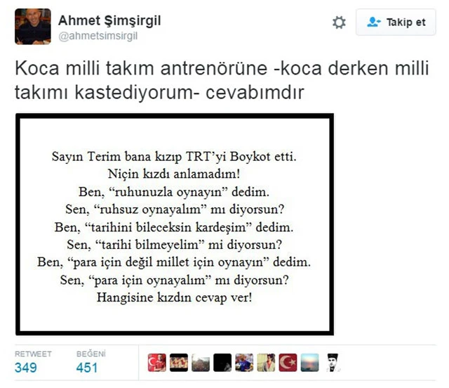 Ahmet Şimşirgil’den Fatih Terim’e cevap