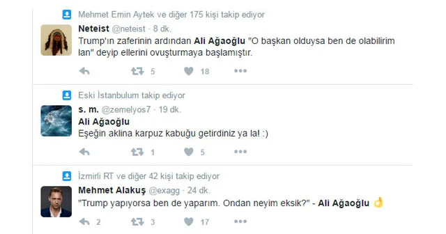 Trump ABD başkanı oldu, sosyal medya Ali Ağaoğlu'yla çalkalandı