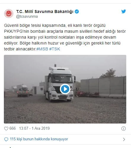 Milli savunma bakanlığı: Terör saldırılarına karşı yol kontrol noktaları inşa ediliyor