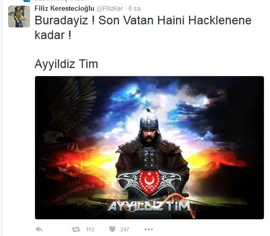 Ayyıldız Tim Filiz Kerestecioğlu'nun Twitter hesabını hackledi