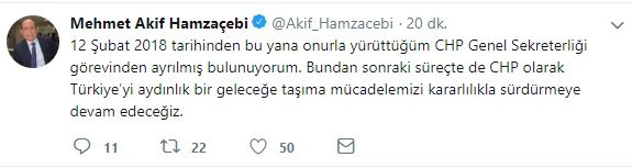 Chp genel sekreteri akif hamzaçebi görevinden ayrıldı