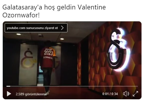 Galatasaray Valentine Ozornwafor transferini duyurdu