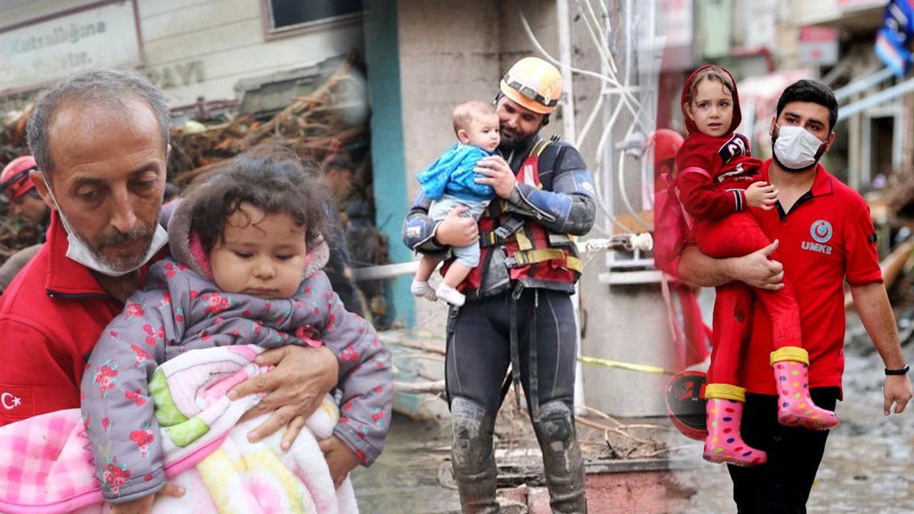 Bozkurt'ta duygulandıran kareler: Çocuklar enkazdan böyle çıkarıldı