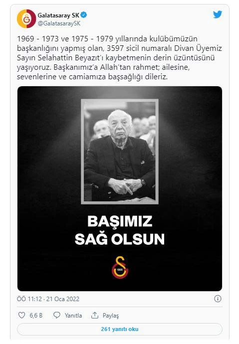 Galatasaray'ın eski başkanı Selahattin Beyazıt hayatını kaybetti