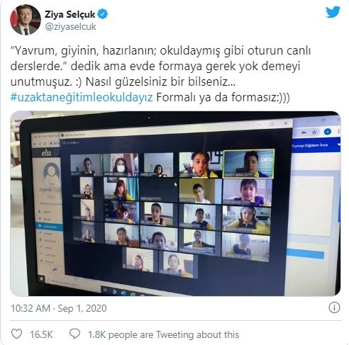Milli Eğitim Bakanı Ziya Selçuk'un paylaşımı