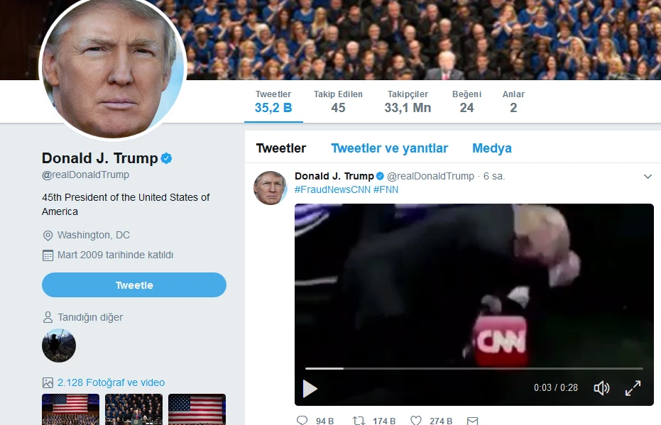 Trump CNN'i dövdüğü videoyu paylaştı